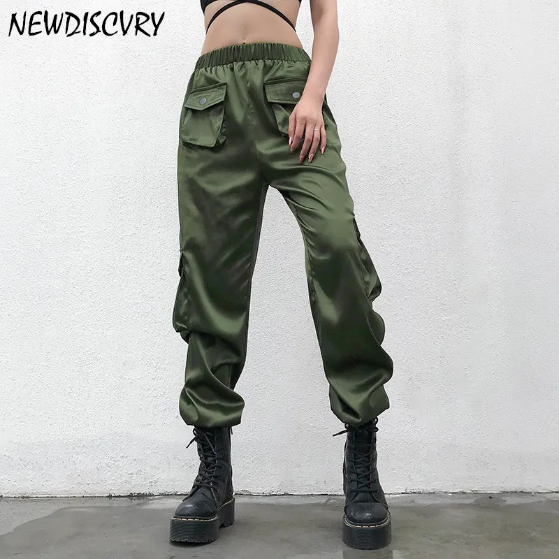 Новинка 2019 стильные женские свободные повседневные брюки NEWDISCVRY армейского