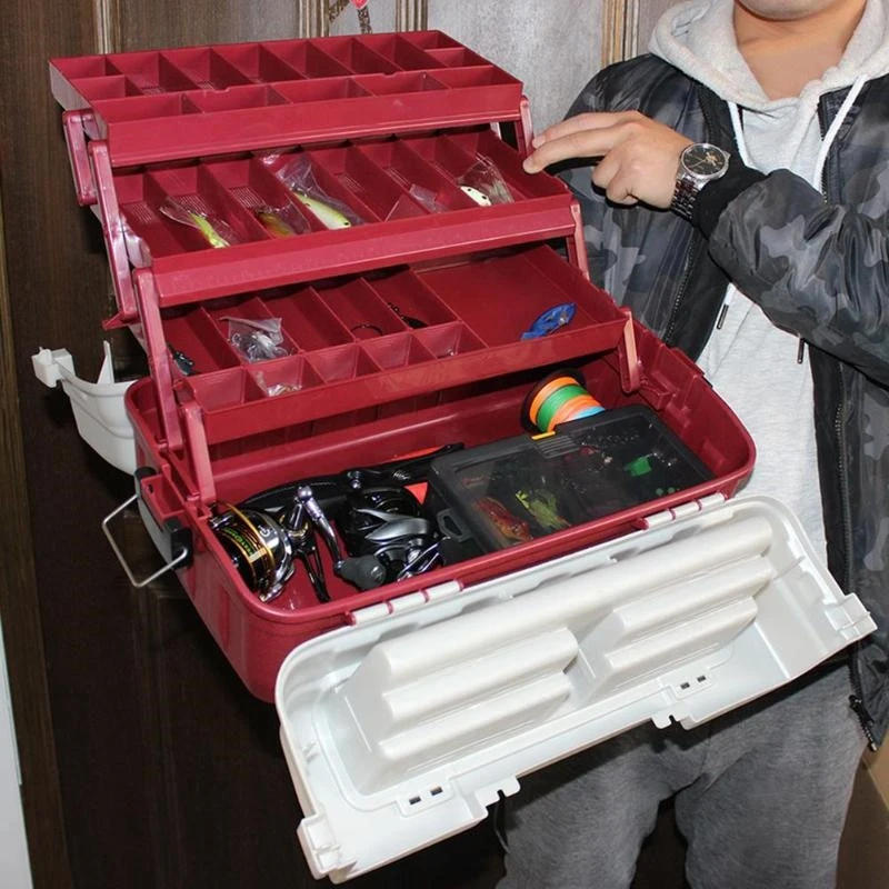 hot sale 4 Layer Big Fishing Tackle Box Portable Fishing Tackle Organizer Box Fishing Case Tools wi