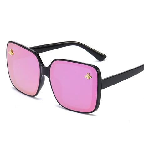 Брендовые негабаритные Солнцезащитные очки женские роскошные градиентные солнцезащитные очки большая оправа винтажные очки UV400 очки Маленькая Пчелка - Цвет линз: Фиолетовый