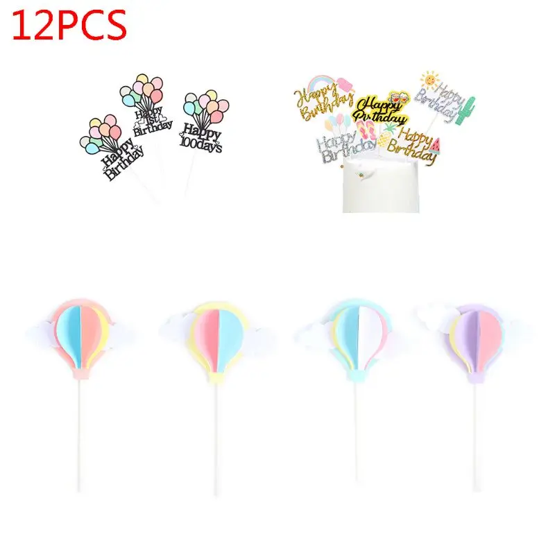 12 pcs/set New Baking Cake Decoration Cardboard Birthday Cakes Insert Paper Card Party Supplies Dessert Pie Plugin