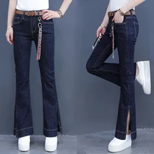 Весна и осень модные повседневные Хлопковые женские штаны для девочек Брендовые брюки, джинсы с яркой отделкой, детская одежда