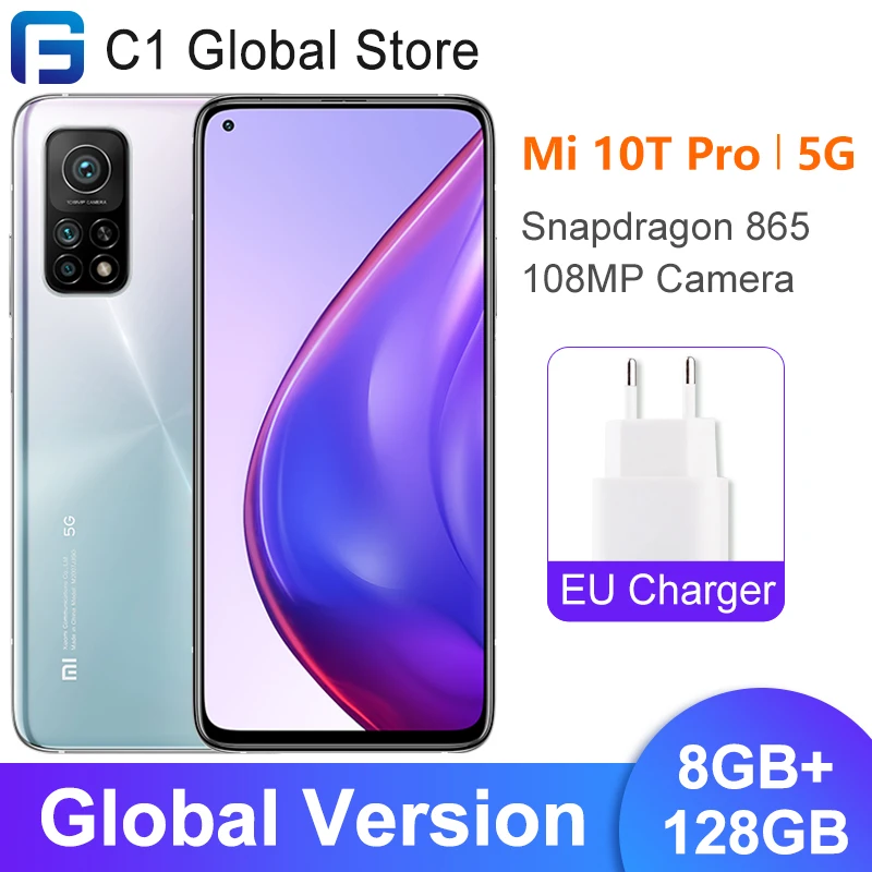 Versión Global Xiaomi Mi 10T Pro 8GB 128GB Smartphone Snapdragon 865 Octa Core 108MP cámara trasera 144Hz 6,67 DotDisplay