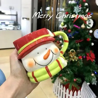 Рождественская чашка с мультяшным рисунком, креативная Студенческая модная керамическая чашка с изображением лося - Цвет: 4