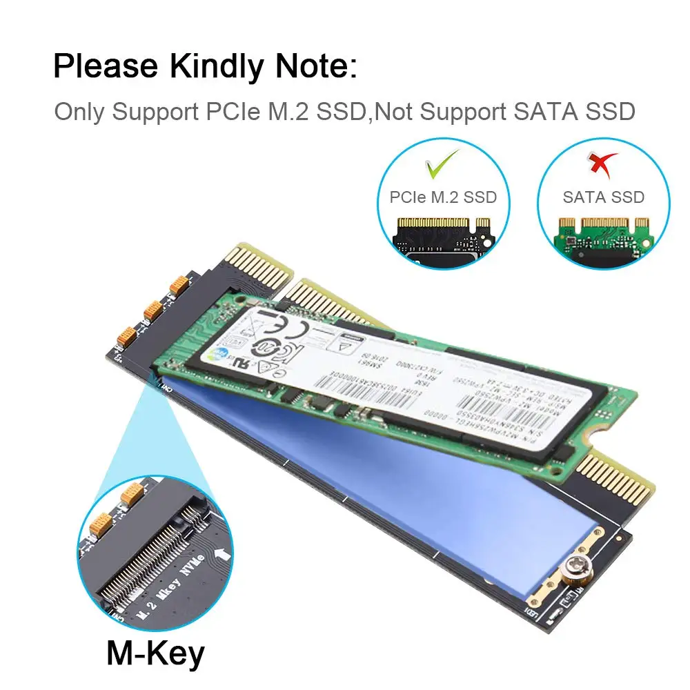 Onvian M.2 NVME Adapter SSD To PCIe Card M2 Key M Driver With Silicone Cooling Pad Hard Drive Adapter Support PCIe x4x8x16 Slot