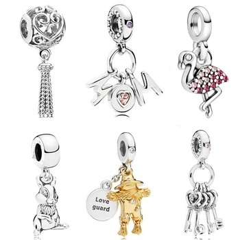 

New Rabbit Flamingo Pendant Combination Series DIY Suitable Fit Pandora Charms Bracelet Women's Jewelry European Fashion Gift