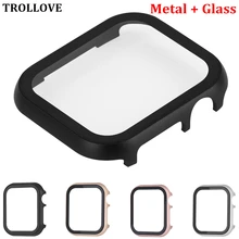 Чехол для Apple Watch 4 5 40 мм 44 мм Металл+ закаленное стекло полная защитная крышка для iWatch 3 2 1 38 мм 42 мм защитная оболочка для экрана