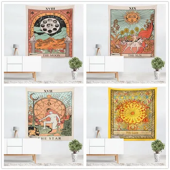 

Tarot Tapestry Sun Moon Divination Wall Hanging Bedspread Art Home Decoration Europe Divination Wall Hanging Tapestry