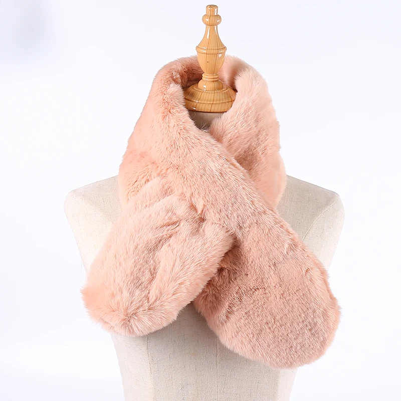 

2019 Winter Fashion Warm Natural Fur Collar Women Scarf Faux Fur Coat Scarves Luxury Raccoon Neck Warmer Collar colorful