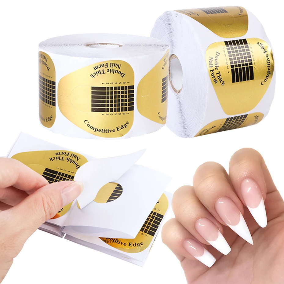 

50pcs Quick Building Nail Forms French Acrylic UV Gel Tips For Nail Art Extension DIY Guide Stencil Manicure Nail Tools SANJ071