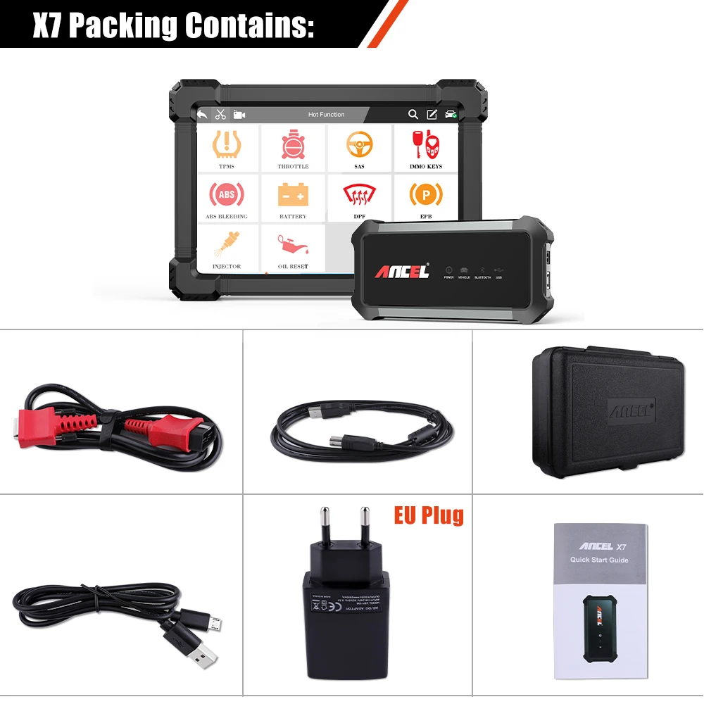 big car inspection equipment Ancel X7 OBD2 Automotive Scanner Professional OBD Scanner Full System ABS Oil EPB DPF Reset Bluetooth-compatible Diagnostic Tool best car battery charger Code Readers & Scanning Tools