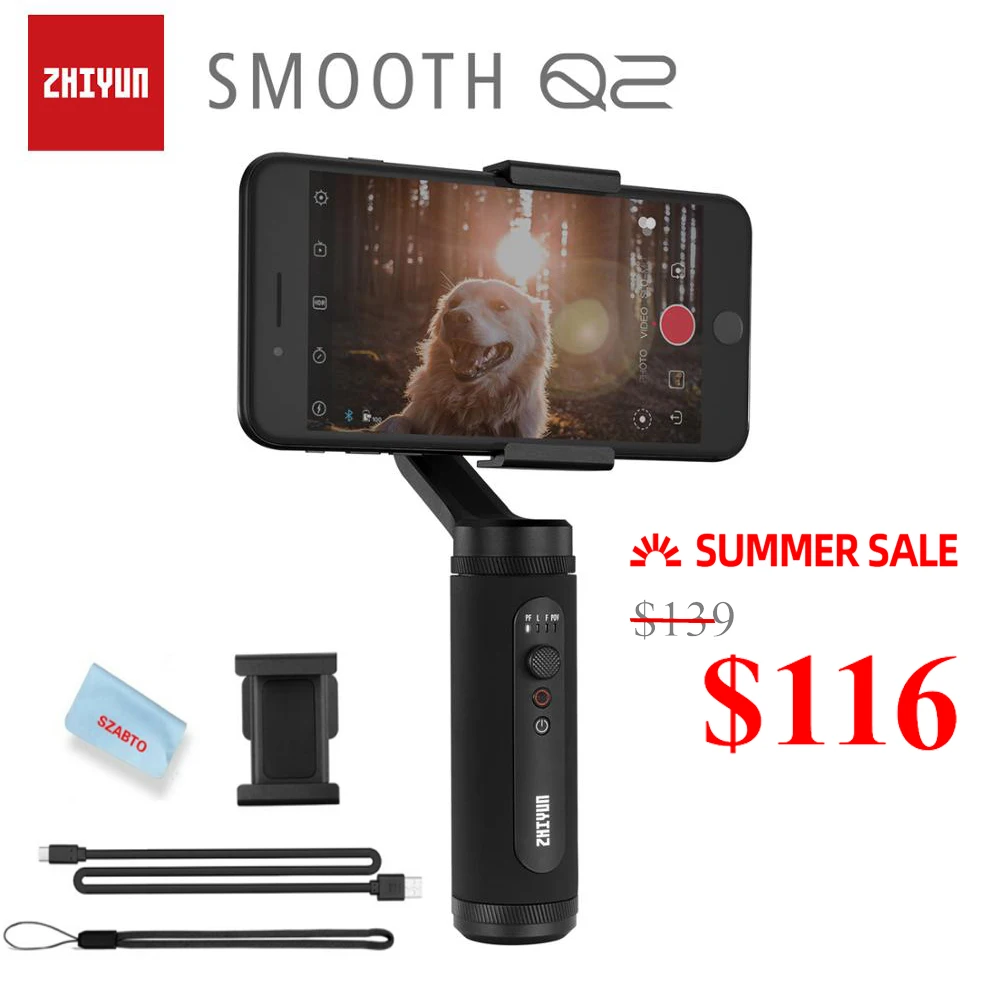 Zhiyun Smooth Q2 3 осевой Карманный стабилизатор для смартфона 11 Pro Max S10 9 маленький