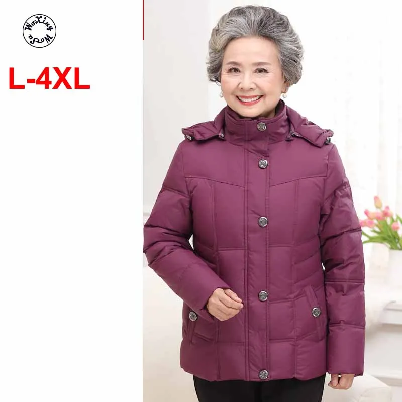 

Old lady down jacket brief paragraph middle-aged women's clothing plus-size mother old man with thick warm winter coat L to 4XL