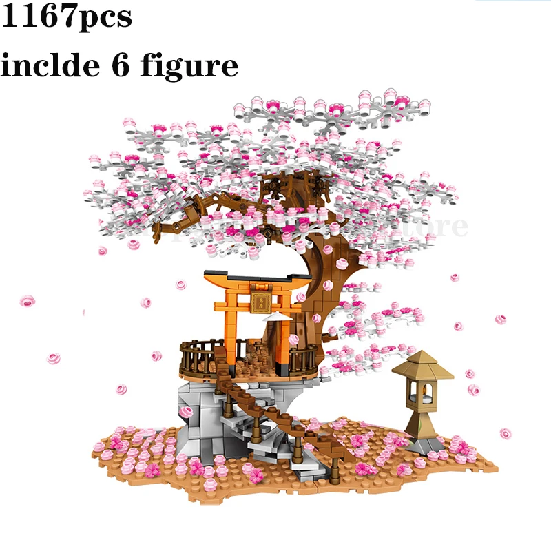 

Creator City Street View Sakura Stall Inari Shrine Bricks Friends Cherry Blossom Landscape House Tree Building Blocks Model Toys