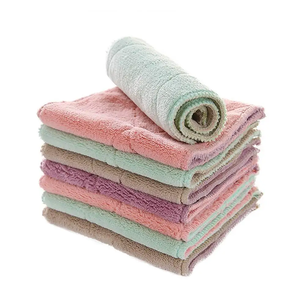 

Household Kitchen Dish washing Cloth Non-Stick Oil Absorbent Thickening Microfiber Wipe Table Kitchen Towel Cleaning