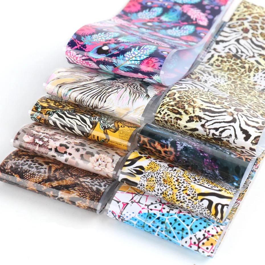 Leopard Sticker on Nails Animal Print Winter Manicure Decals Nail Transfer Foils DIY Charm Set Nail Accessories (10)