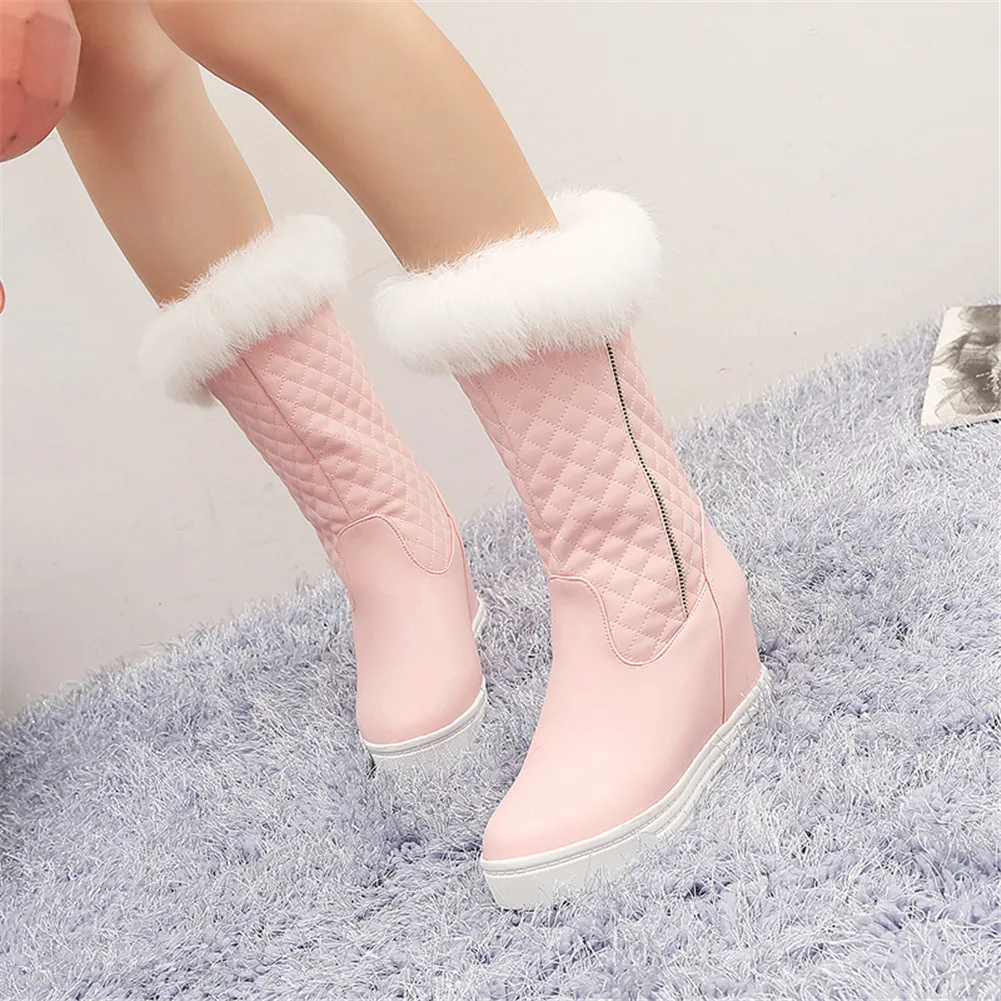 SARAIRIS/фирменный дизайн; женские ботинки на меху; увеличивающая рост обувь без застежки на молнии; женские повседневные Мягкие зимние теплые ботинки; большие размеры 34-43