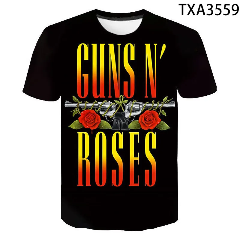 Новые летние футболки с принтом 3D Guns N Roses повседневные для мальчиков и девочек