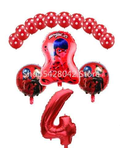 14PCS 14 шт./лот Божья коровка Фольга воздушные шары День рождения украшения божья коровка гелиевый Майларовый и 32 Inch0 1 2 3 4 5 6 7 8 9 шара с цифрой - Цвет: 14PCS