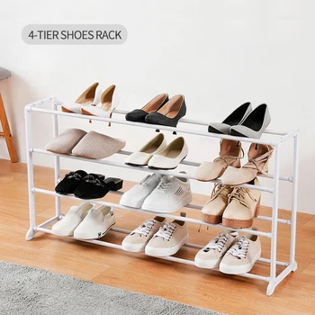 

90.5*22.5*47.1CM 4 Tier Shoes Storage Rack 16-Pair Shoe Storage Organizer Shelf Houseware for Home Entryway Door White