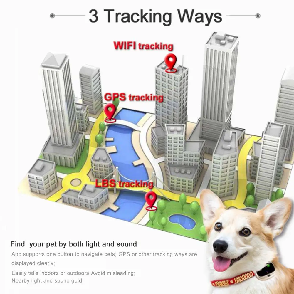 V43 Pet 4G Dog GPS Positioning Anti-lost Device Waterproof Collar GPS Personal Tracker Mini Pet Tracker WIFI Positioning APP