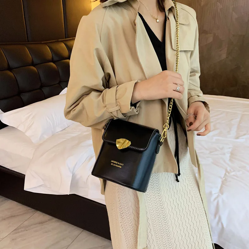 

INS New Arrival Bag 2019 New Style Korean-style Textured Small Bucket Bag Mini Chain Crossbody Bag