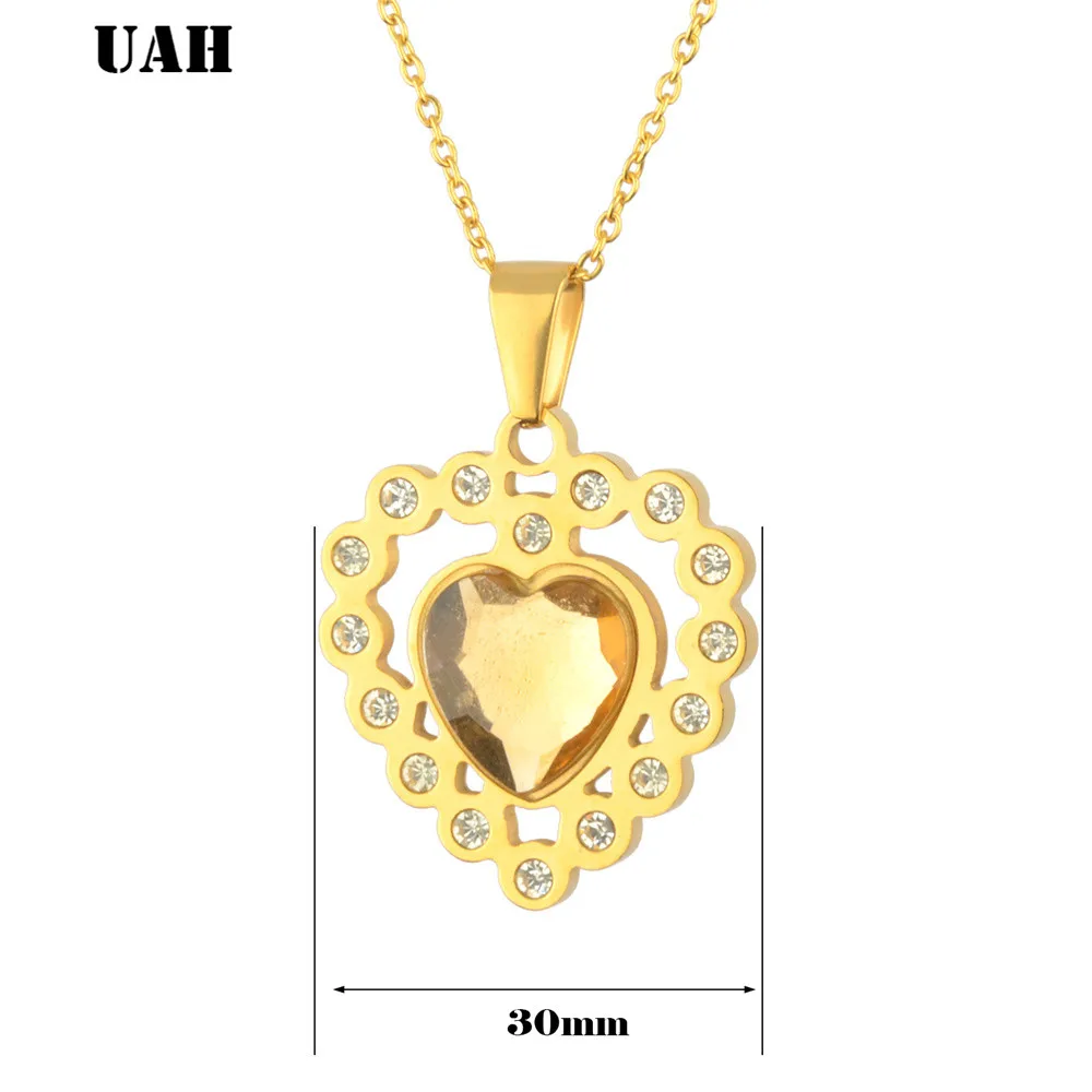 UAH Fashion Tiny Dainty Heart Initial Zirconia Necklace Necklace Stainless Steel Jewelry for women accessories girlfriend gift