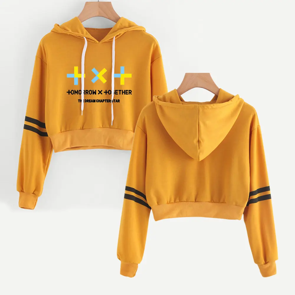 TXT Tomorrow X Together/модные укороченные толстовки с длинными рукавами и принтом для женщин; пуловер с капюшоном; укороченный топ; Лидер продаж; уличная одежда