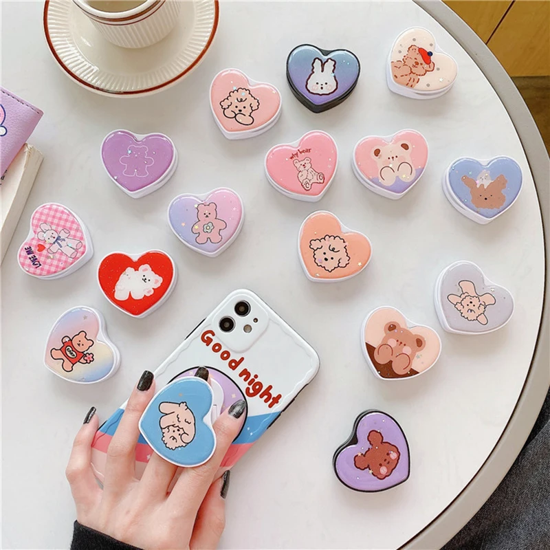 wooden phone holder Gấp Gọn Lấp Lánh Giá Đỡ Điện Thoại Kẹp Đứng Đa Năng Trái Tim Tròn Hỗ Trợ Điện Thoại Dành Cho iPhone Samsung Huawei Chân Đế Griptok smartphone stand