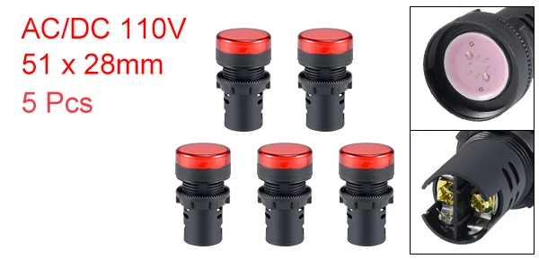 Red 5 Pack Uxcell 2-8 шт. индикаторы AC/DC 110 в красный зеленый светодиодный Скрытая Панель Крепление 7/" 22 мм светодиодный лампочка-индикатор - Цвет: Red 5 Pack