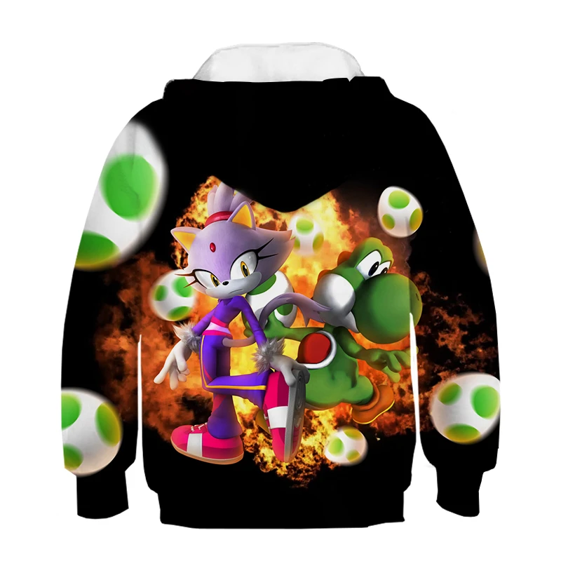 Moletom com Capuz Crianças dos Desenhos Casuais de Manga Moda Sonic Hedgehog Impresso Meninos Meninas Pulôver Animados Comprida Topo 3d The 12 meninas pulôver moletom com capuz crianças dos