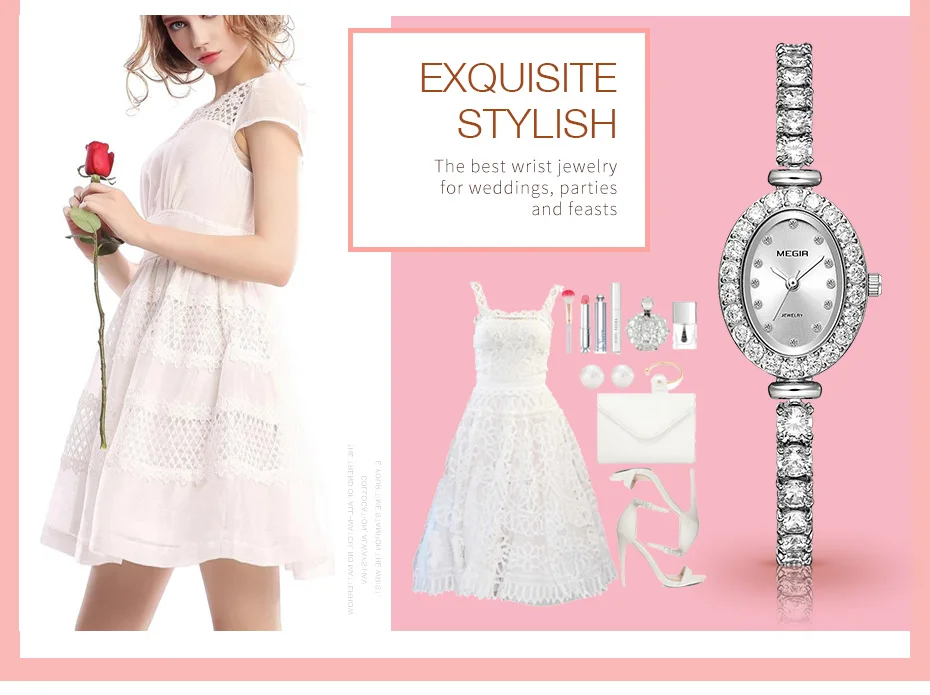 MEGIR Reloj Mujer 2020 Women Luxury Watch Rose Gold Diamond Woman Bracelet Watches Rhinestone Ladies Clock Hour Relogio Feminino