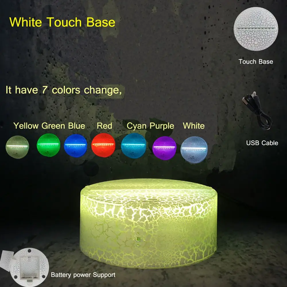 White base touch 3D иллюзия светодиодный светильник Микки Минни Танцующая Ночная лампа 7 цветов Декор для изменяющейся комнаты подарок для девочек подарок на день рождения для детей - Испускаемый цвет: White base touch