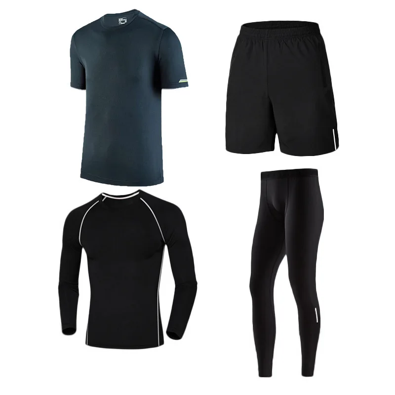 

Fitness Sports Clothing Men's Four-piece Set-Sports Quick-Dry Training Suit Running Basketball Equipment Morning Run