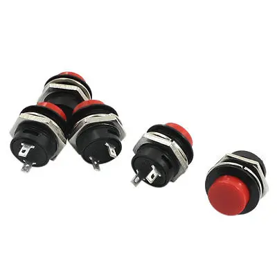 

AC 125V 6A Red Cap 2 Pin SPST 2 Positions Momentary Push Button Switch 5Pcs
