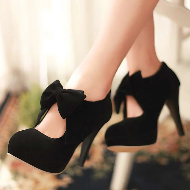 

Big Size 30-48 Fashion Platform High Heels Women Pumps Spring Summer Bowtie Wedding Party Shoes Woman