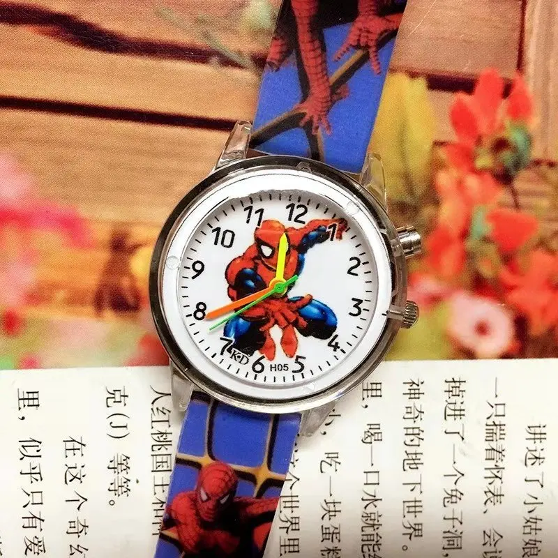 Детские часы с изображением Человека-паука, кота, мультика, электронные красочные световые источники, детские часы для девочек на день рождения, Детские Подарочные часы на запястье