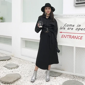 

Bordelle Angela Skirt South Korea Women's High-waisted Irregular Skirt Slit Skirt Mid-length A- line Skirt Skirt