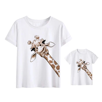 Camiseta de jirafa, ropa de madre e hija, ropa para padre e hijo, conjuntos de aspecto familiar, ropa para niños, camiseta, camisetas de mujer