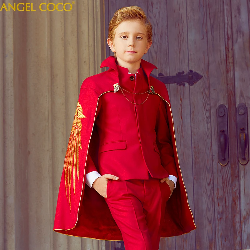 Suit for Boy Formal Boys Suits for Weddings Luxury Terno Infantil Costume Enfant Garcon Mariage Baby Boy Suit Embroidered cloak