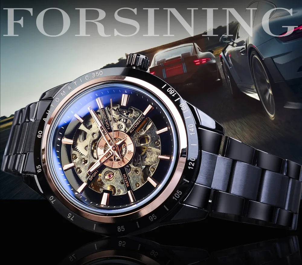 

New Style Forsining Europe And America Style Fashion Casual Waterproof Blue Glass Automatic Machine Watch