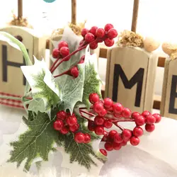 1 шт. рождественские красные искусственные фрукты и ягоды бобы с цветами, для украшения дома поддельные цветы для свадьбы праздничный