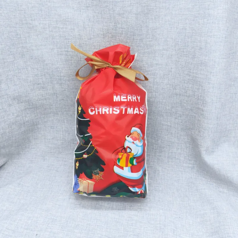 10 шт. подарочные пакеты EVA, шелковая лента для рождественской вечеринки, упаковка для печенья и закусок, коробка для конфет Санта, праздничные принадлежности, Свадебный пластиковый пакет - Цвет: Santa Claus