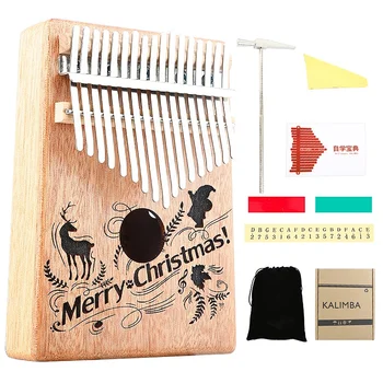 

Hot Kalimba 17 Keys Thumb Piano Merry Christmas with Tune Hammer Mbira Gifts for Kids Adult Beginners