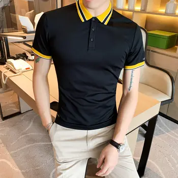 

Camiseta Masculina Short Sleeved Cotton Slim Fit 2020 Men's Clothing Summer Man Solid Color Polo Korean Mens Polo Shirt Reserved
