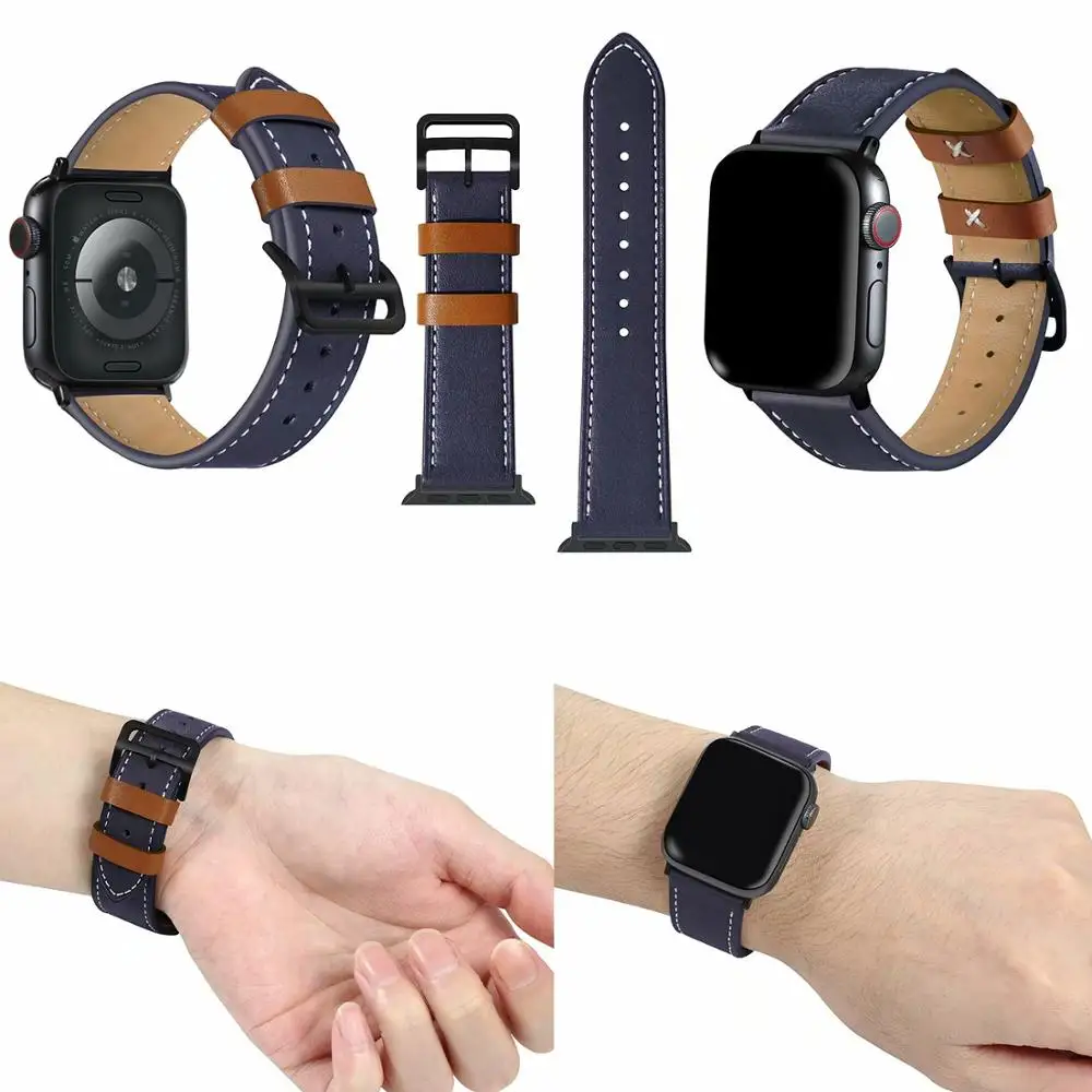 Роскошный ремешок из натуральной кожи для Apple IWatch 42 мм 38 мм 40 мм 44 мм ремешок для Apple Watch серии 5 4 3 2 1 - Цвет ремешка: 7
