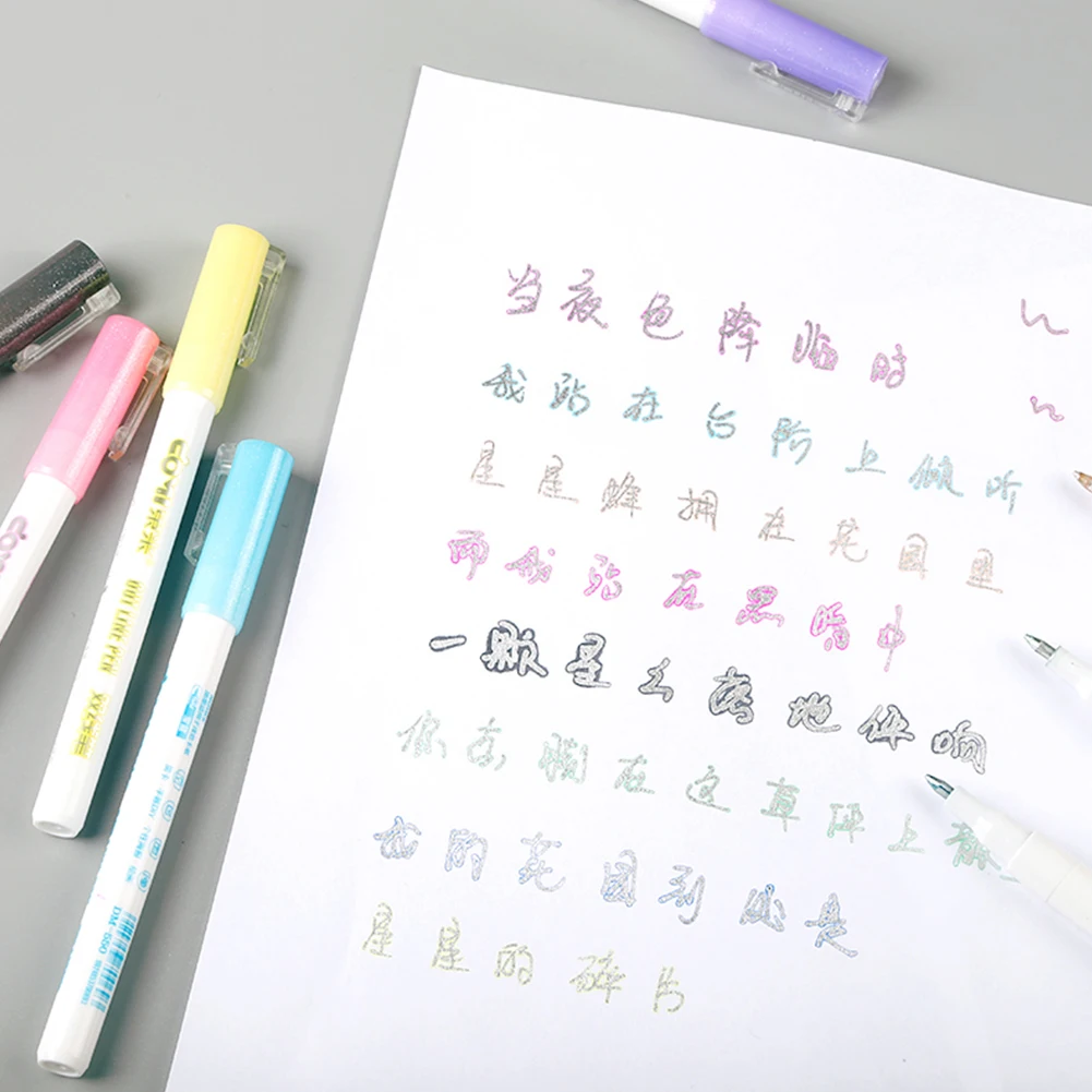 Креативные художественные маркерные ручки, 8 цветов, двойная линия, ручка, светильник, флуоресцентный маркер для студентов, товары для рукоделия, канцелярские ручки для рисования