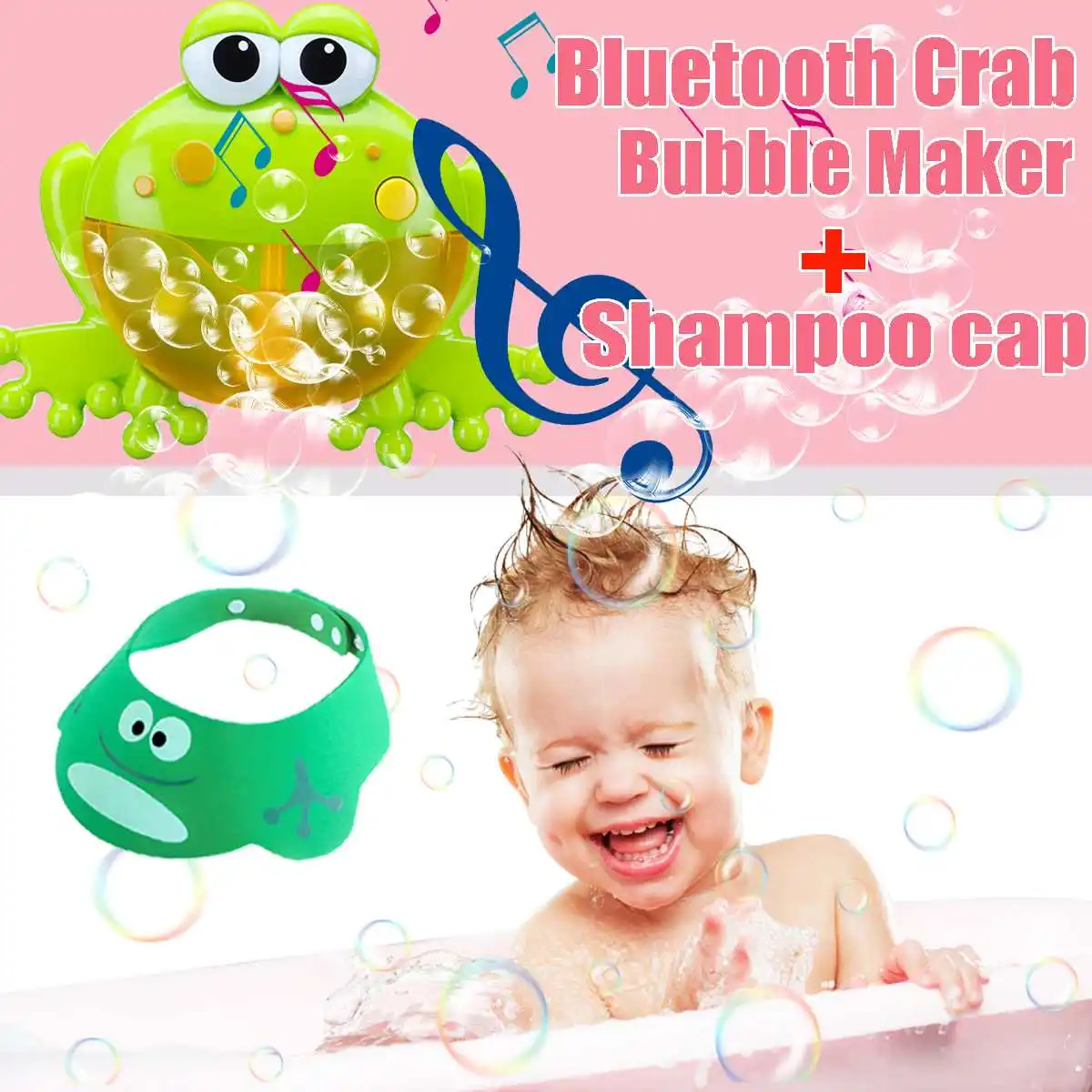 Bath Toy Safe &amp Funny Baby Bubble Maker Blower + Shamboo Cap Kid Shower Foaming Pump Music Wash Hair Shield | Игрушки и хобби