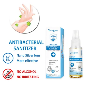 

Hand Spray Nano Silver Ion Disinfection Antiseptic Hand Cleansing Anti-bacterial Non-Water Wipe Out Hand Sanitizer Portable 30ml
