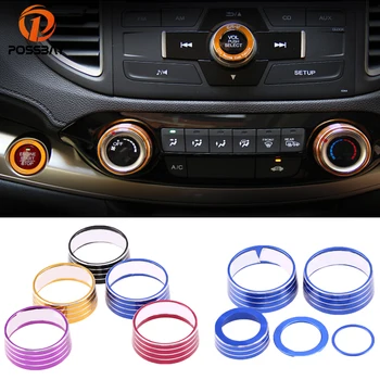 

POSSBAY 5Pcs Car Air Conditioning Knobs Audio Decorative Circle Trim for Honda CRV Black/Gold/Blue/Red/Purple Buttons Covers