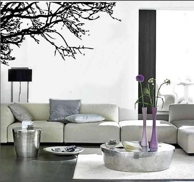ZY029/60*140 Europe And America Black And White with Pattern Branch Right Wall Stickers Foreign Trade Manufacturers Customizable